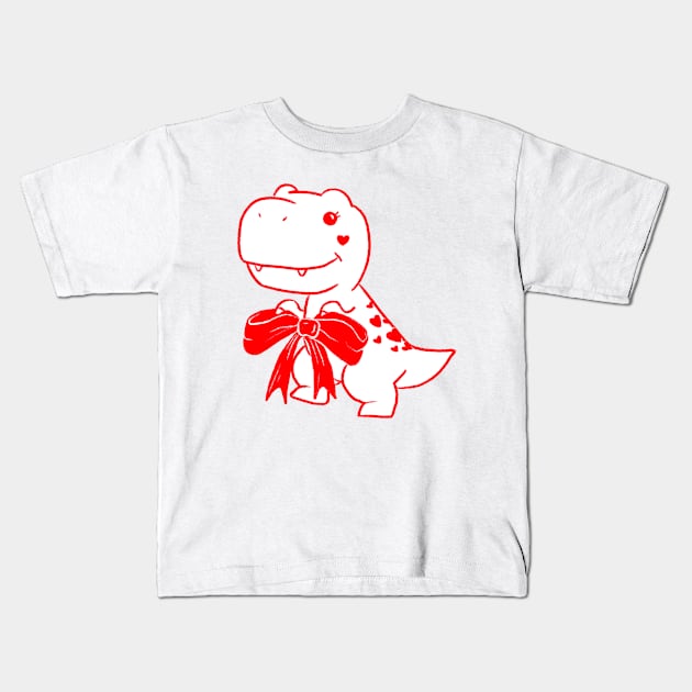 Valentines Dinosaur Kids T-Shirt by minimango